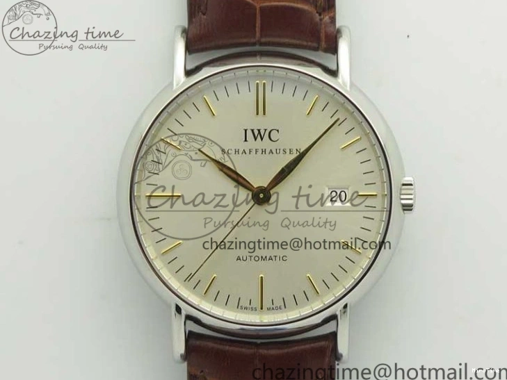 MIROTIME 0305 Portofino Automatic SS TWF 1:1 Best Edition Silver Dial Gold Markers on Brown Leather Strap A Bright 7203